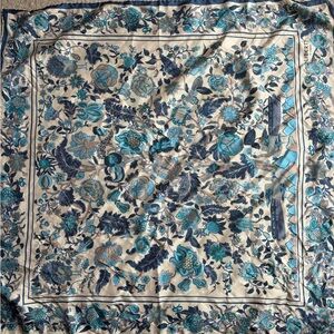 Liberty of London Blue and Cream Silk Scarf